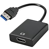 Zutflap Adaptateur USB vers HDMI USB 3.0/2.0 vers HDMI 1080p Full HD Convertisseur pour Windows XP 7/8/8.1/10/11 Video Audio Multi Moniteur Convertisseur Adaptateur pour PC HDTV Projecteur