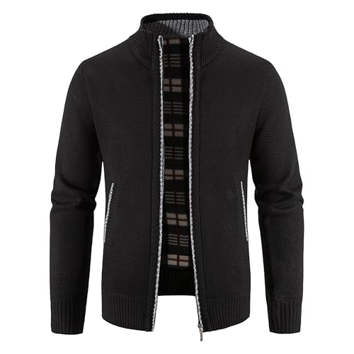 Men's Warm Cardigan Stylish Winter Sweater Casual Long Sleeve Knitted Sweater Zipper Cardigan Stand Collar Sweaters