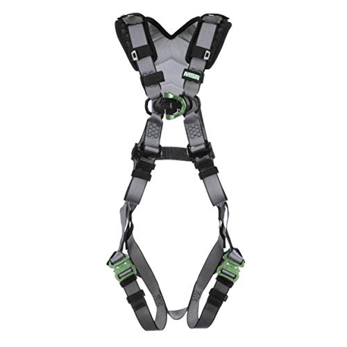 Image of MSA V-FIT Standard Safety Harness - Polyester & Nano-Technology Treated Web Full Body Harness Back, Shoulder Padding, Gray
