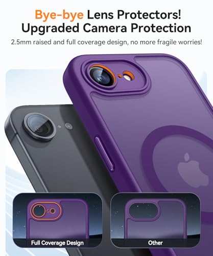 Image of CANSHN Magnetic for iPhone 17e / 16e Case, Upgraded [Full Camera Protection] [Compatible with Magsafe] [Translucent Matte] Shockproof Protective Phone Case for iPhone 17e / 16e - Deep Purple