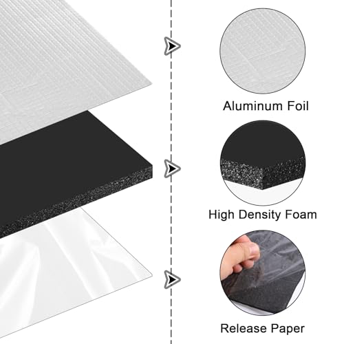 IIRC 10PCS 40x25cm Dämmmatte Auto, 5mm/10mm Universal Schallschutzmatte, Isoliermatte Selbstklebend, schalldämmend, Wasserdicht, Feuerfest, Feuchtigkeitsfest (10mm)