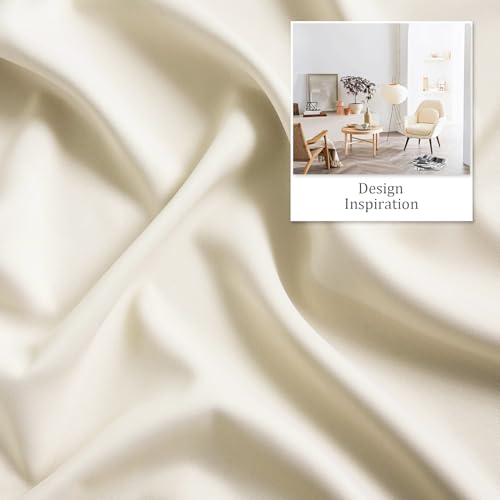 Image of IVAZA Living Room Bedroom Room Darkening Thermal Insulated Polyester Solid Blackout Curtain Noise Reducation Door Curtain 7 feet Set of 2(Cream)