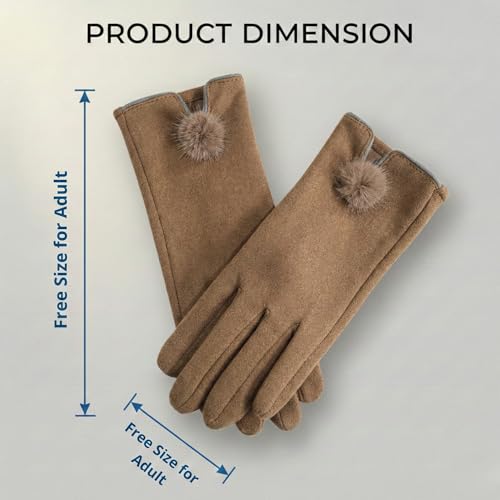 Image of Kraptick Women's Winter Woollen Gloves-Premium Thermal Fleece Lined Touchscreen Hand Warmer Gloves for Cold Weather, Cycling & Driving Soft Fur Cable Knit Elastic Mittens