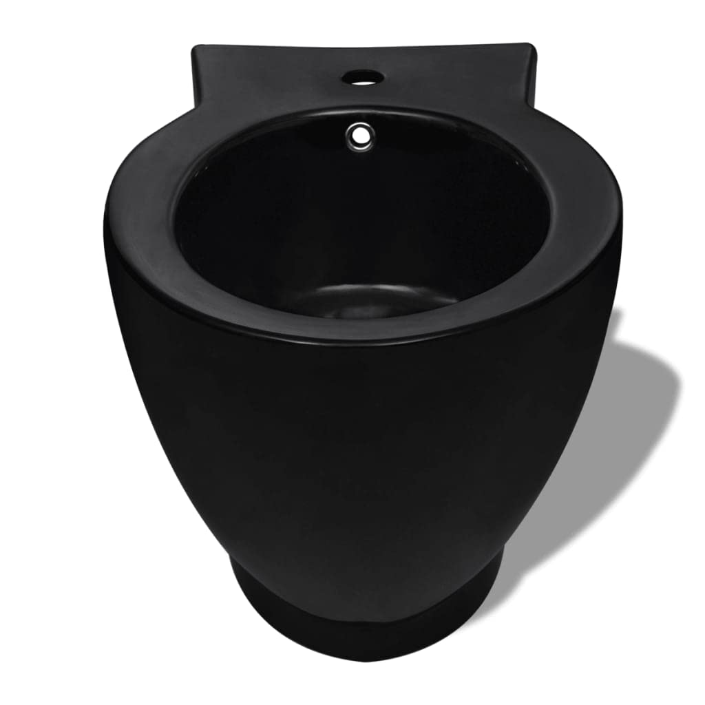 vidaXL Sanitari da Bagno da Parete in Ceramica Nera WC e Bidè Bidet Toilette