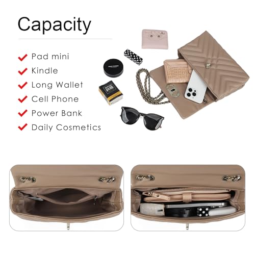 Image of Designer Quilted Purse, Convertible Crossbody Shoulder Bags Women | Vegan Leather, 2.5L Capacity, Fits iPad mini /Kindle /Long wallet, Versatile for Casual /Dressy Outfit /Office /Everyday Use