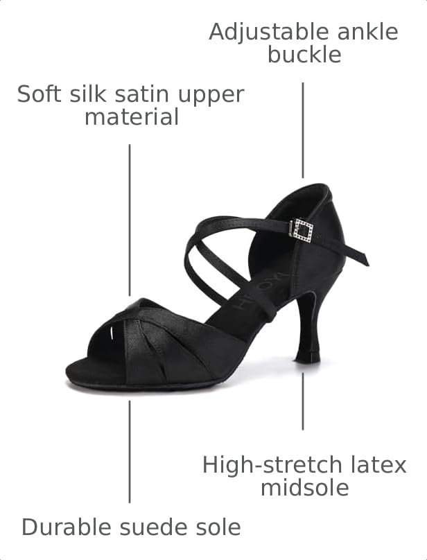 Image of HROYL Women Latin Dance Shoes Bachata Swing Practice Performance Ballroom Salsa Dancing Shoes