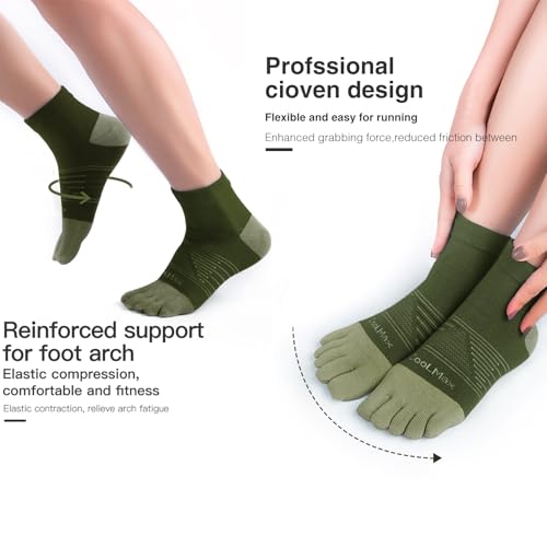 Image of Toe Socks Cool-max Running Socks for Men Women 3 Pairs Athletic Breathable Five Finger Socks