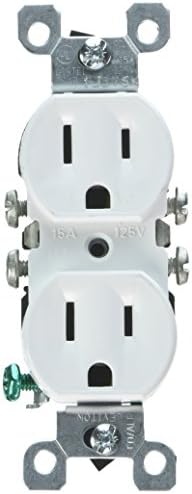 Leviton 12650-W 15 Amp, 125V, Co/ALR Duplex Receptacle, Straight Blade, Residential Grade, Grounding, 10-Pack, White