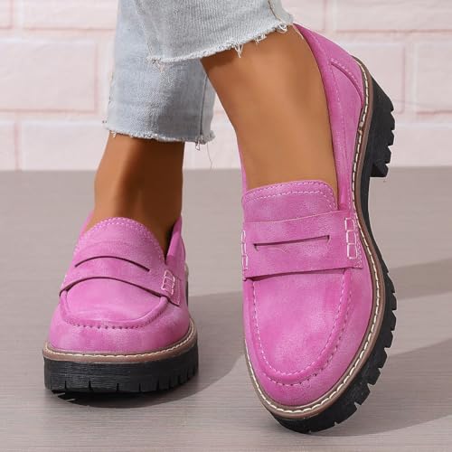 Image of Womens Loafers Shoes Platform Chunky Penny Loafer Lug Sole Comfortable Slip On Work Office Business Casual Dress Shoes, US Size 5-11.5