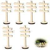 6 Stück Miniatur Deko Miniatur Wegweiser Holz Garten Miniatur Garten Wegweiser Schild Miniatur Wichtel Zubehör Miniatur Schild mit Sockel für Sammler Und Liebhaber Der Sorgfältigen Dekoration