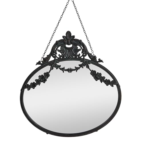 Image of Creative Co-Op Vintage Pewter Framed Wall Mirror with Decorative Chain, Black