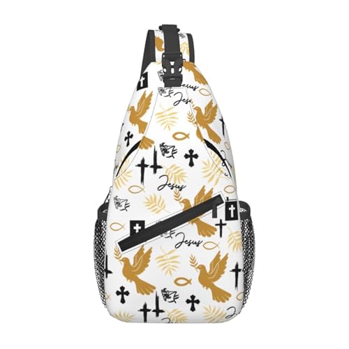 Jesus Cross Crossbody Bag Lightweight Sling Backpack Shoulder Bag for Travel Hiking Daily Use Chest Pack for Men Women