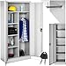 tectake® Armadio Portadocumenti, 6 Scomparti, Asta Appendiabiti, Armadio Multiuso in Acciaio Verniciato, Mobile con Ante Rinforzate, Serratura a Cilindro di Sicurezza, 80 cm - Grigio