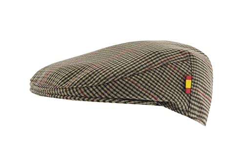 Casquette Drapeau d'Espagne Printemps-Été. Fabrication nationale et artisanale. Béret Homme. Béret Femme, Carreaux Marron, XL Cover