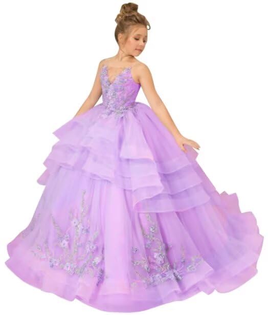 Girls Pageant Dresses Flower Girl Dresses First Communion Dresses Ball Gown Girls Appliques Tulle Princess Dress