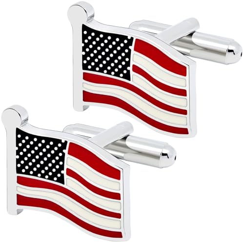 Gemelos bandera americana en oro/plata unisex miniatura 1