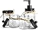 Mason Jar Badezimmer-Accessoires-Set, 4-teilig, Organizer für Badezimmer, aus Glas, Seifenspender und Zahnbürstenhalter, 2 Apothekergefäße, Wattestäbchenhalter