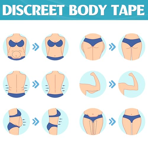 Image of Geiserailie 30 Pcs Tummy Tape Precut Kinesiology Elastic Belly Tape for Tummy Lift Leg Back Fat Lift Body Stoma Backless Dresses Wedding Pregnancy