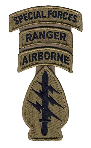 Special Forces OCP Patch with Airborne, Ranger, and Special Forces Tabs (with Space) and Hook Fastener