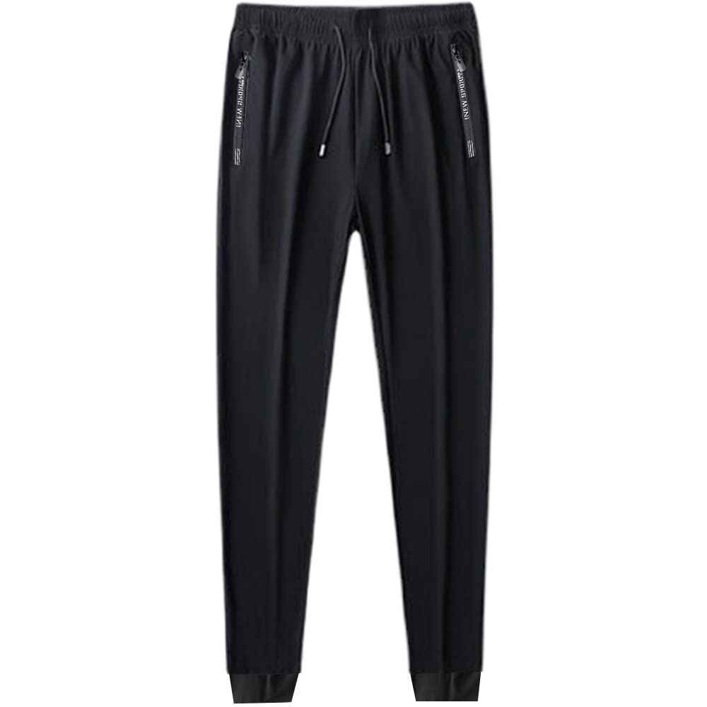 Dress CiciMen’s Quick Dry Track Pants with Zipper Pockets, Stretching Trackpants, Drawstring, Closed Hem Bottom