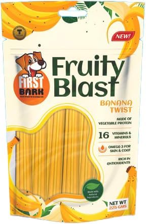 Fruity Blast Dog Treat Banana Twist (2 X 225G) with Free Jerhigh Milky Stick 20G (Newly Launched) Sold by Dogsncats,All Life Stages, 1 Count