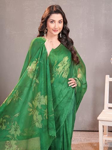 Image of Garden Vareli Floral Print Chiffon Saree