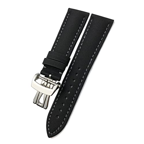 Bracelet montre nylon 23mm noir robuste anti usure style Fifty Fathoms