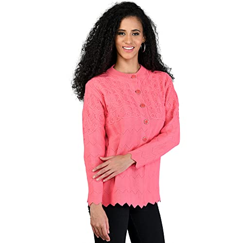Image of LADYWILLINGTON Women Woollen Round Neck Sweater Heavy Front Long Kadai Cardigan Winter Wear Pure Wool Cardigan for Women Free Size Cotty Warm Cardigans with Side Pockets