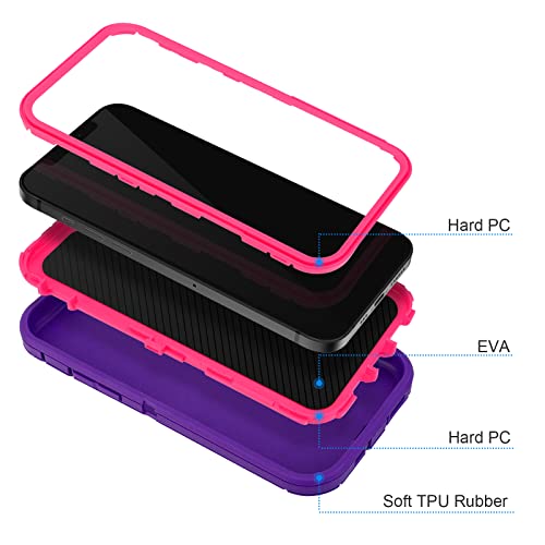Coque iPhone 12 / 12 Pro silicone et PC rigide violet et rose Maxcury - 3
