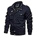 MAGCOMSEN Militär Jacke Herren Frühjahr Freizeitjacke Winddicht Fieldjacke Stehkragen Bommerjacke Reißverschluss Outdoorjacke Cargo Motorradjacke mit Taschen Dunkelblau 2XL