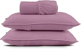 Jogo de Cama Casal Malha Lisa Com Elástico 100% Algodão - Rubi (Rose)