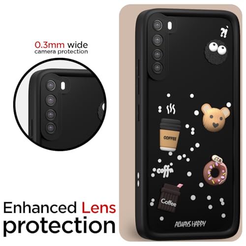 Image of Outlouders Back Cover for Redmi Note 8 | 3D Cartoon Cute Fun Bear | Silicone Full Body Protection Bumper Case (Black)
