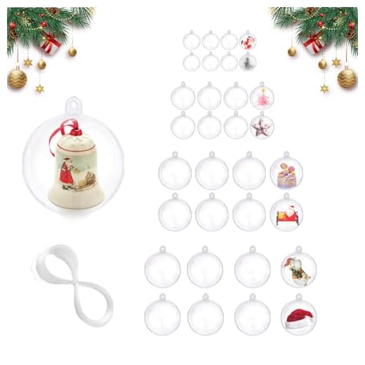 elthmpr Bolas de Navidad Personalizadas - 32 Unidades, Bolas de acrílico de 4 5 6 cm de diámetro, Bolas de Navidad para Rellenar, Bolas de Navidad Transparentes