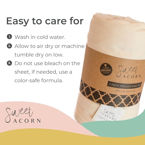 Sweet Acorn 3 Piece Toddler Bedding Sets - Organic Cotton Jersey Knit - Fits Convertible Cribs And Mattresses thumb #5