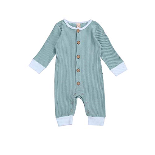 Newborn Kids Baby Boys Cute Solid Color Long Sleeve Hooded Romper Jumpsuit Top Outfits Clothes Green (E-Blue, 18-24 Months)