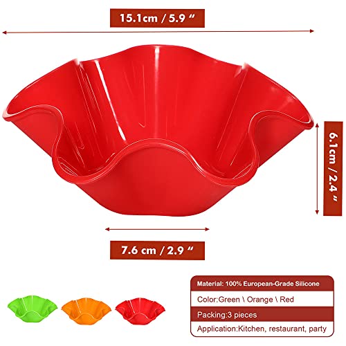 Koluti Nonstick Silicone Tortilla Shell Maker Set Of 3, Colorful Taco Salad Bowl Mold, Baking Pan Tostada Baker For Kitchen, Microwave & Dishwasher & Oven Safe (Red Orange Green) #TOP1