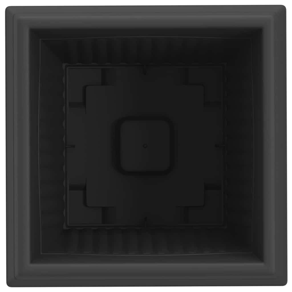 6er Set Quadratischer Blumentopf Schwarz 38x38x30 cm, Moderner Pflanzkübel aus Kunststoff für Außen und Innen, Wetterfester Pflanztopf für Garten Balkon und Terrasse