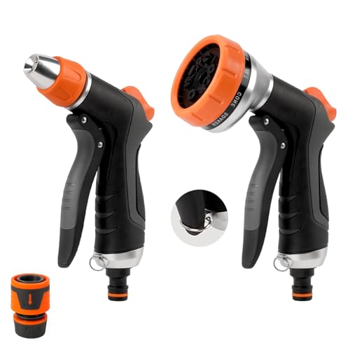 Hoofun 2Pcs Pistolet d'arrosage: Pistolet Haute Pression avec 10 Modes & 2 Modes d'Arrosage, Pulvérisateur Multifonctionnel pour le Lavage des Voitures, les...