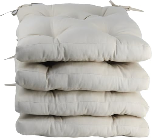 MORE FREE-Pack 4 Cojines para Silla，Cojin de Asiento Decorativo Funda de Poliéster y Relleno de Fibra Hueca 45x45x5cm,Ideal para Comedor, Terraza, Salón y Restaurante (Beige Claro, Pack 4)