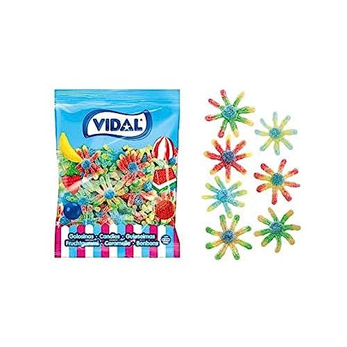 Vidal Golosinas. Pulpos Pica. Chuche con forma de pulpo cubierta de pica y sabores surtidos. Sin Gluten. Sin Grasa. Bolsa 1 kg