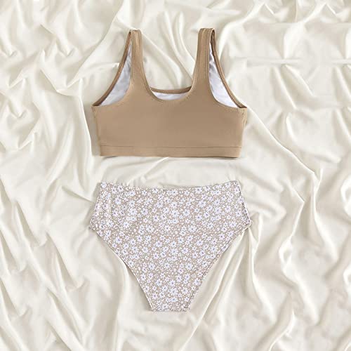 Toddler Girl 2 Piece Sport Floral Prints High Waist Bikini Swimwear Beach Bathing Suit Swim Set Swimsuits for Kids4