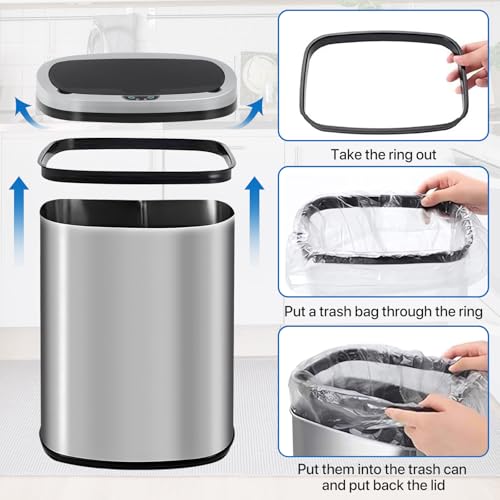 Caneca de Basura de Acero Inoxidable 13 Gal Ovala miniatura 3