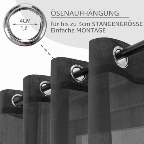 MRTREES Voile Gardinen Vorhang halbtransparent kurz mit Ösen in Leinenoptik Stores Gardinen Schals für Wohnzimmer Schlafzimmer Kinderzimmer… – Ansicht 2