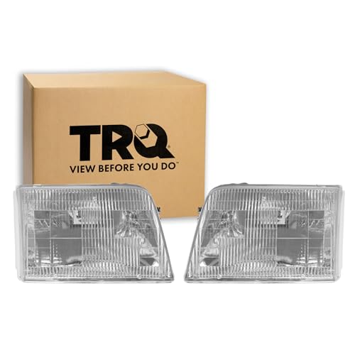 Image of TRQ 2 Piece Headlight Assembly Set Driver & Passenger Side Compatible with Ford Ranger 1993-1997 FO2502119 FO2503115 F37Z13008A F37Z13008B