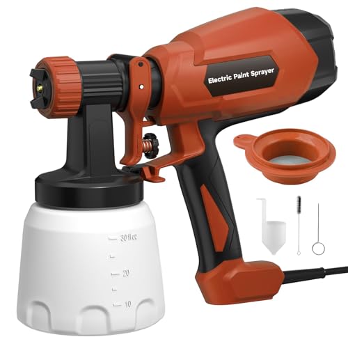 WIBENTL HVLP Paint Sprayer, Electric Spray Paint Gun, 3 Modes & 4 Brass Nozzles, with Cleaning & Blowing Joints, Variable Flow Control, for Doors, Fences, Furniture, Wall, Cabinet, Garden Chairs, etc.