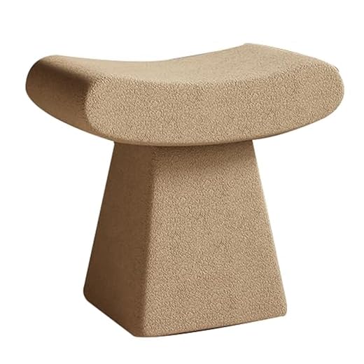 BEABAG Reposapiés Taburete De Maquillaje Taburete De Tocador De Dormitorio Simple para Niñas Silla De Tocador De Banco Estilo Crema Sherpa De Gama Alta(Size:35cm*35cm*36cm,Color:Caqui)
