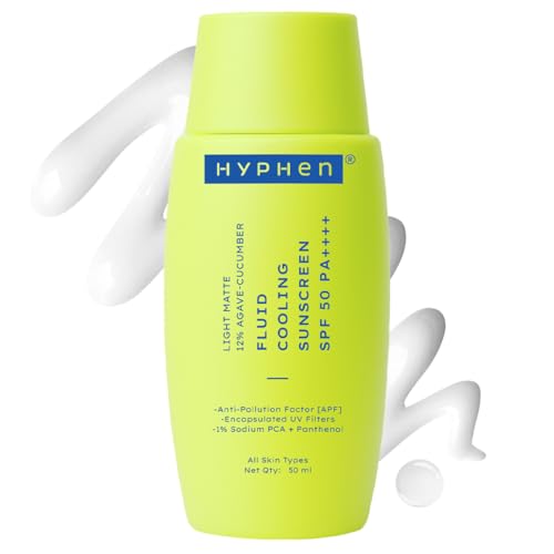 Image of Hyphen Fluid Cooling Sunscreen SPF 50 PA++++ | Ultra Lightweight | Oily, Combination, Normal Skin | Clinically Tested (In-Vitro), Protects upto 8Hrs | Non-greasy & Fast Absorbing | For Men & Women-50ml