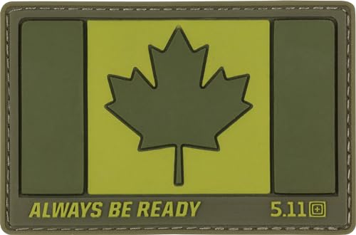 5.11 Tactical Patch - Canada Flag Patch, Hook-Back Adhesion, Laser-Cut to Size, Sage Green, Style 81209
