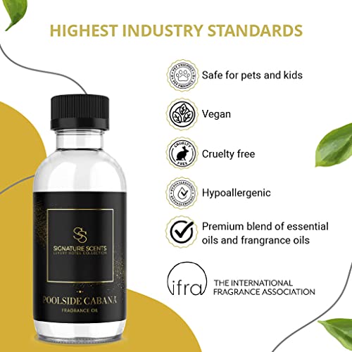 Signature Scents - Luxury Hotel Collection - Hotel Fragrance Oil - Diffuser Oil Blends For Aromatherapy (Poolside Cabana) 4.05 Fl Oz (120Ml) + 2 Free Samples #TOP6