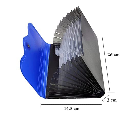 Image of KANAbee Expanding Cheque Book Holder Case, 12 Pocket Multi Passbook Holder /Bill Folder /Passport /Memo Cards /Cash Storage Pouch Organizer with Elastic Swing (Pack of 1) (Pack of 1)